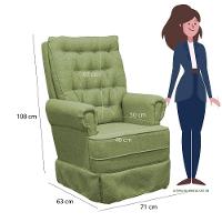 Poltrona De Amamentação Balanço Ellen Com Puff Boucle Verde - 3