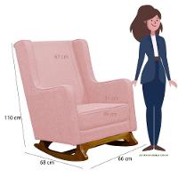 Poltrona De Amamentação Balanço Diana Com Puff Linho Rose - 3