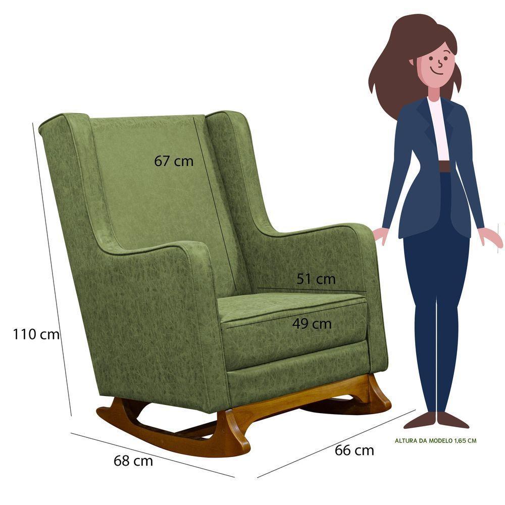 Poltrona De Amamentação Balanço Diana Com Puff boucle Verde - 5
