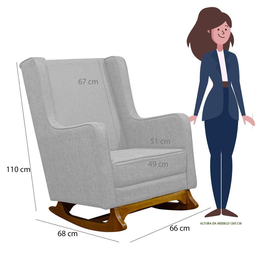 Poltrona De Amamentação Balanço Diana Com Puff Veludo Cinza - 3