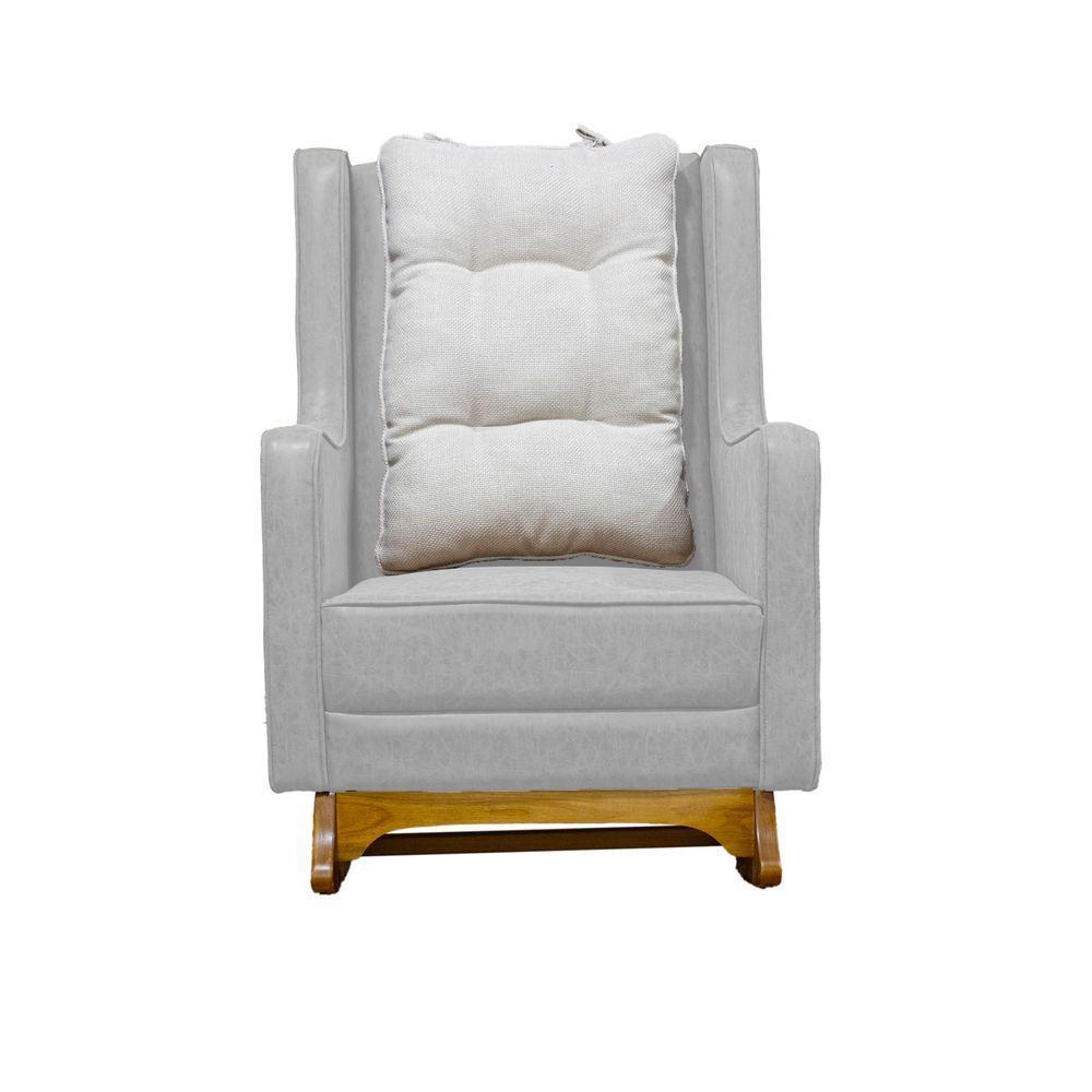 Poltrona De Amamentação Balanço Diana Com Puff Veludo Cinza - 4