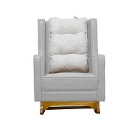 Poltrona De Amamentação Balanço Diana Com Puff Veludo Cinza