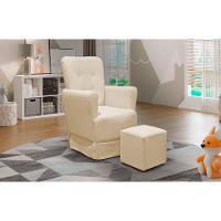 Poltrona De Amamentação Balanço Lis Com Puff Linho Bege - 3