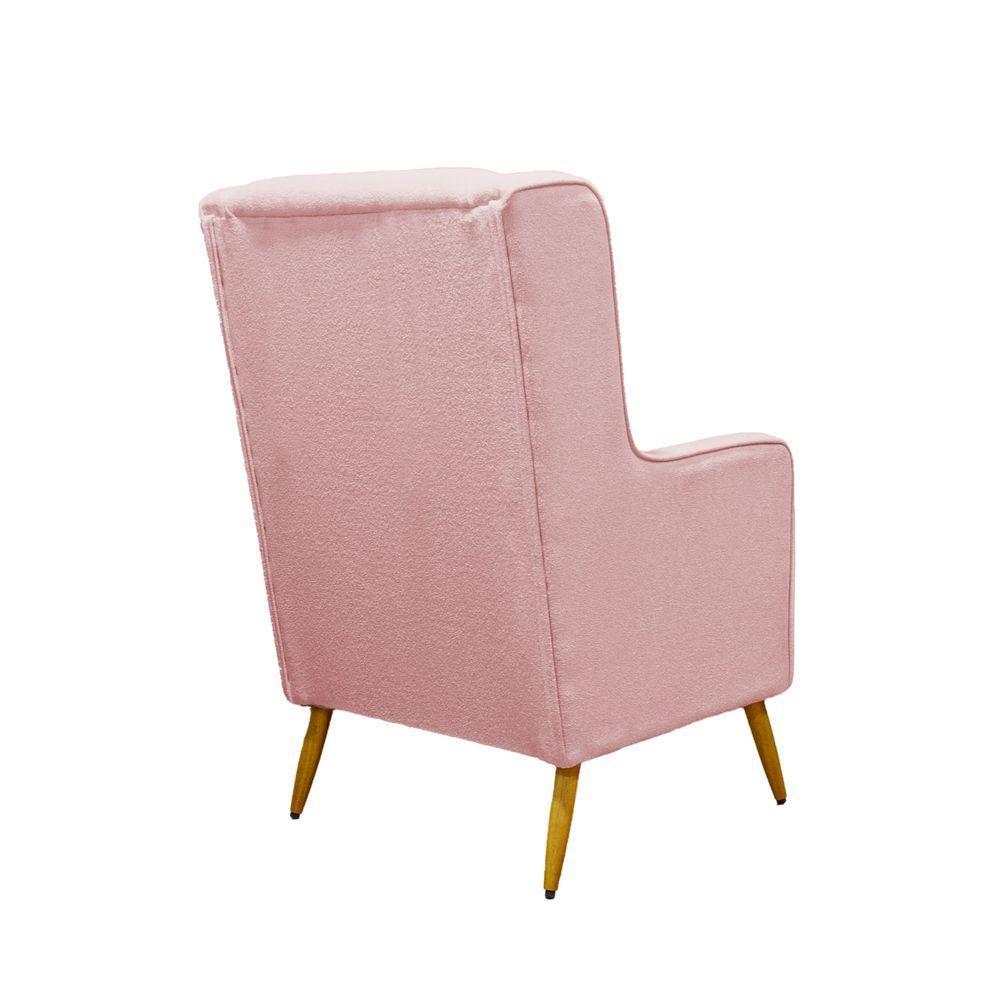 Poltrona De Amamentação Pé Palito Eduarda Com Puff Linho Rose - 6