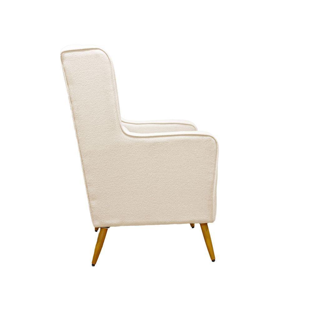 Poltrona De Amamentação Pé Palito Eduarda Com Puff Veludo Bege - 5