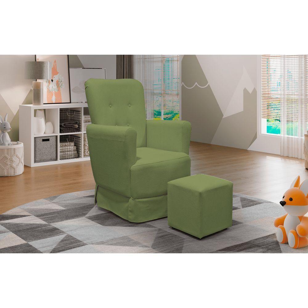 Poltrona De Amamentação Balanço Lis Com Puff boucle Verde - 2