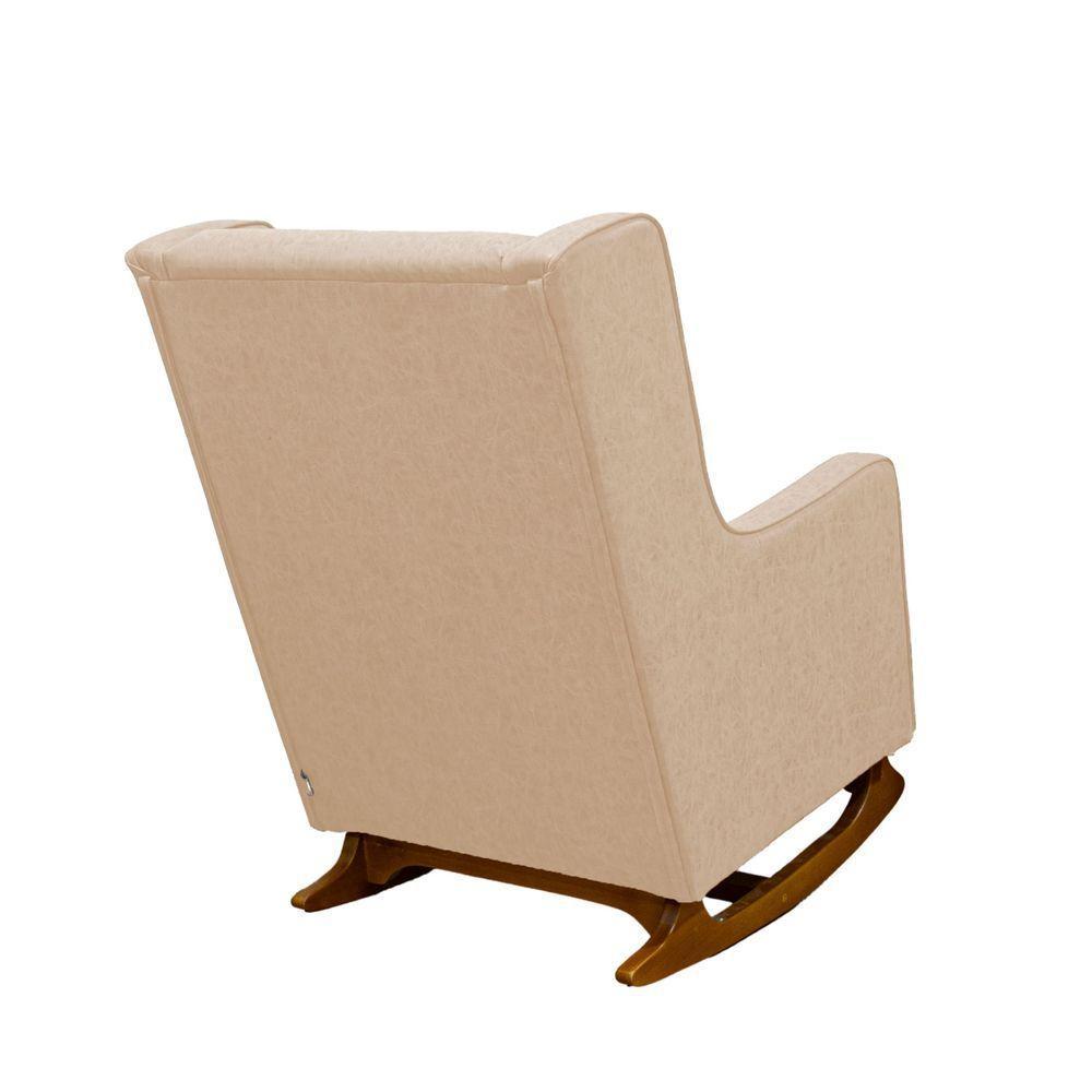 Poltrona De Amamentação Balanço Diana Com Puff Veludo Bege - 6