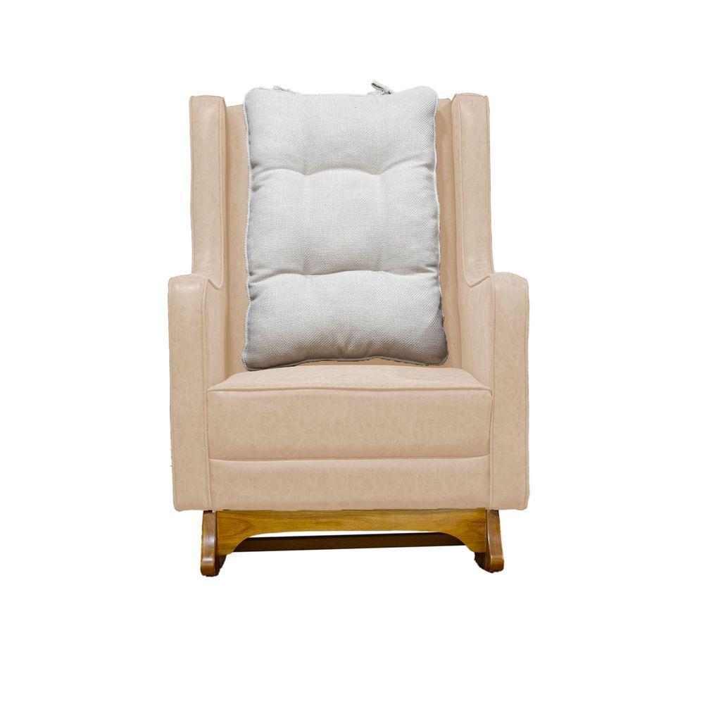 Poltrona De Amamentação Balanço Diana Com Puff Veludo Bege - 7