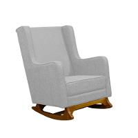 Poltrona De Amamentação Balanço Diana Com Puff Veludo Bege - 1