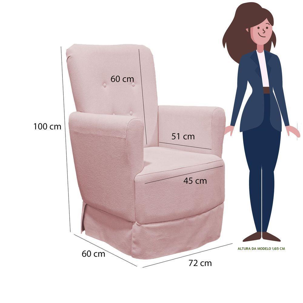 Poltrona De Amamentação Balanço Lis Com Puff Veludo Velvet Rose - 3