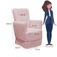 Poltrona De Amamentação Balanço Lis Com Puff Veludo Velvet Rose - 3