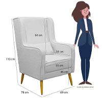 Poltrona De Amamentação Pé Palito Eduarda Com Puff Linho Cinza