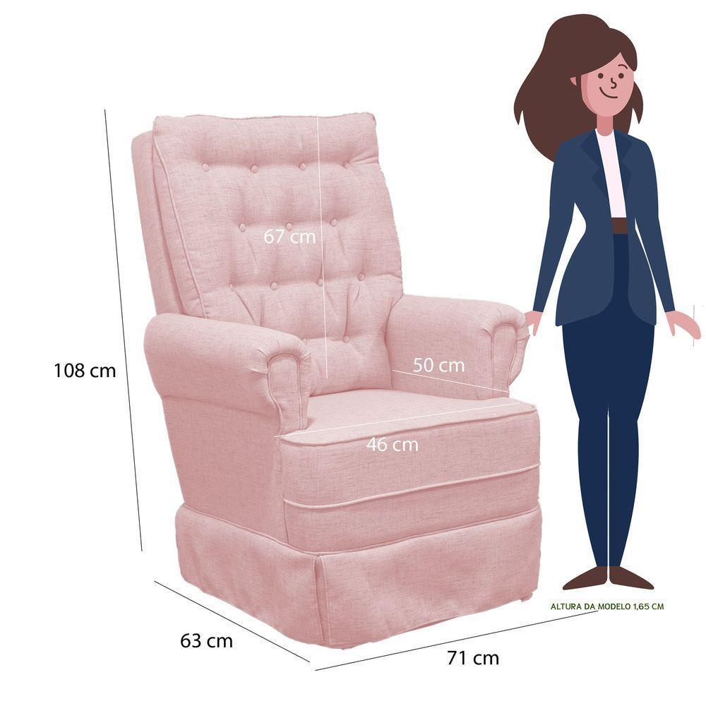 Poltrona De Amamentação Balanço Ellen Com Puff Veludo Velvet Rose - 3