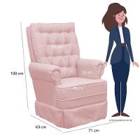 Poltrona De Amamentação Balanço Ellen Com Puff Veludo Velvet Rose - 3