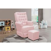 Poltrona De Amamentação Balanço Ellen Com Puff Veludo Velvet Rose