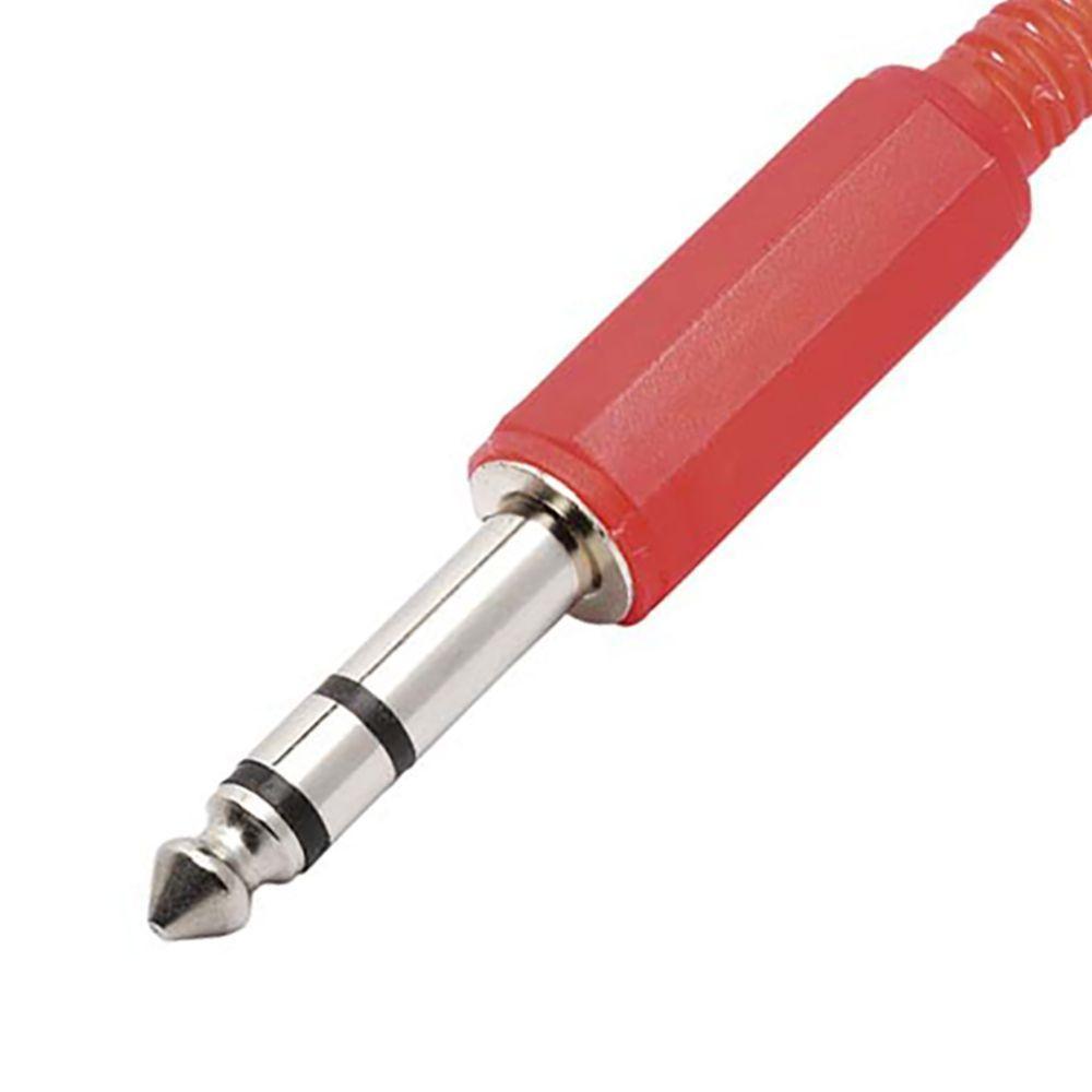 Plug P10 Stereo Metal Com Corpo Plastico Vermelho - 2