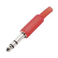 Plug P10 Stereo Metal Com Corpo Plastico Vermelho - 1