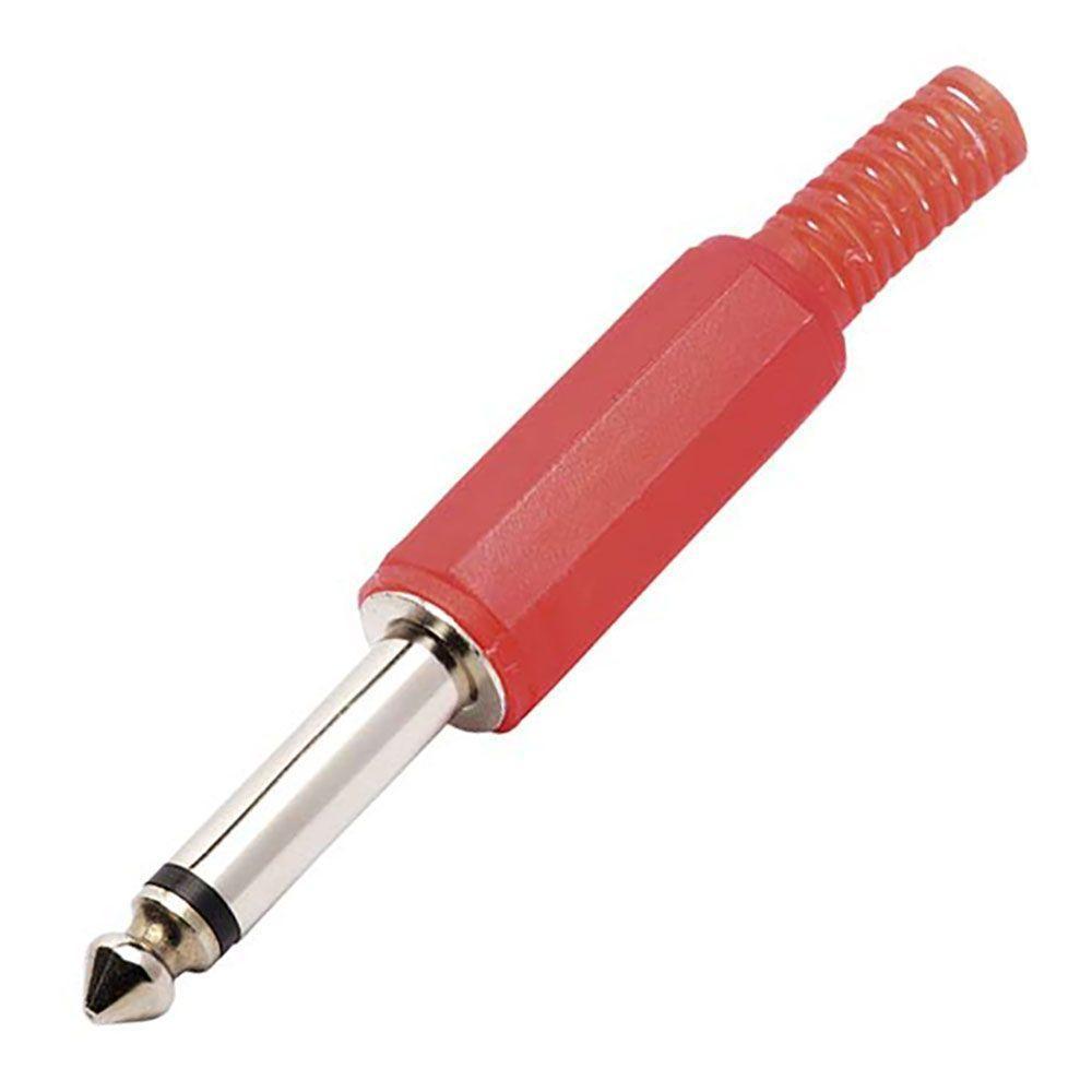 Plug P10 Mono Plastico Vermelho Com Protetor - 1