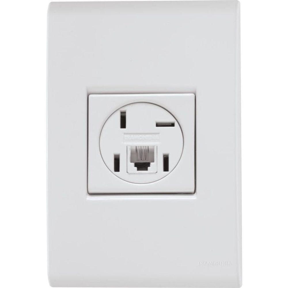 Conjunto 4 X 2 Com 1 Tomada Telefone 4p E Rj11 Liz Branco - Tramontina - 1
