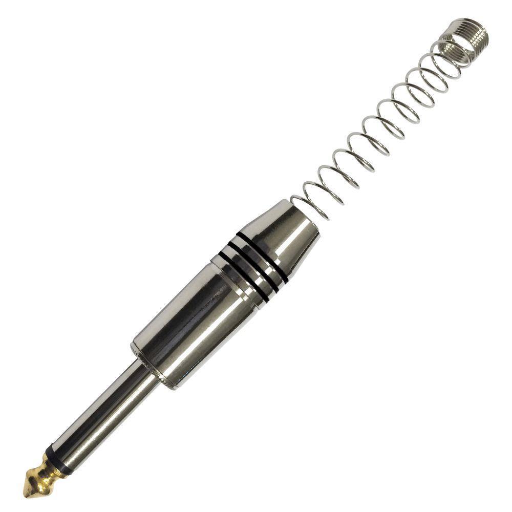 Plug P10 Mono Com Mola Espacada Preto Com Ponta Gold - 1