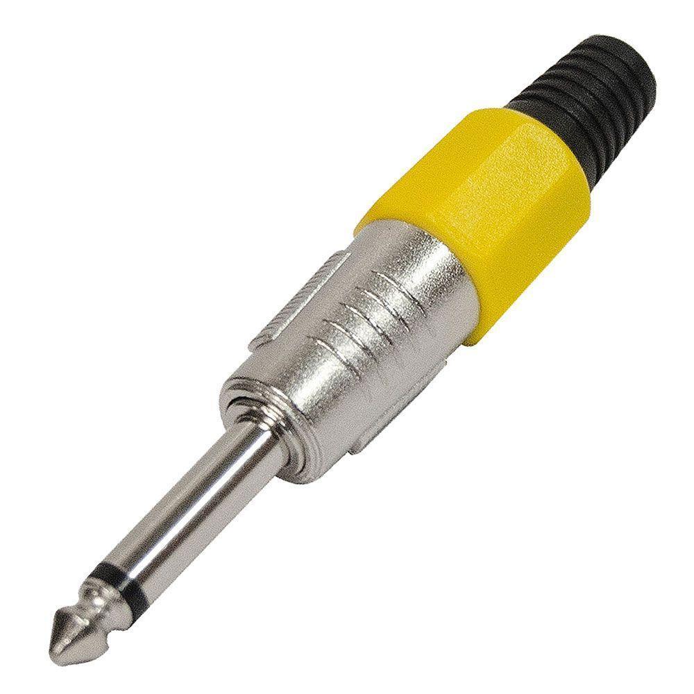 Plug P10 Mono Metal Com Corpo Plastico Amarelo - 1