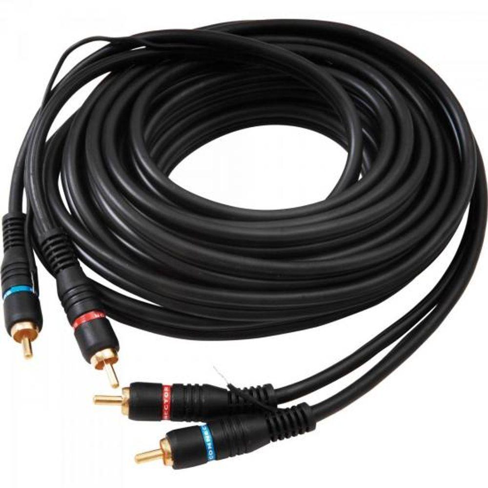 Cabo 2 Rca Macho X 2 Rca Macho Com Fio Terra 5m Cbrc0012 Preto Storm - 1