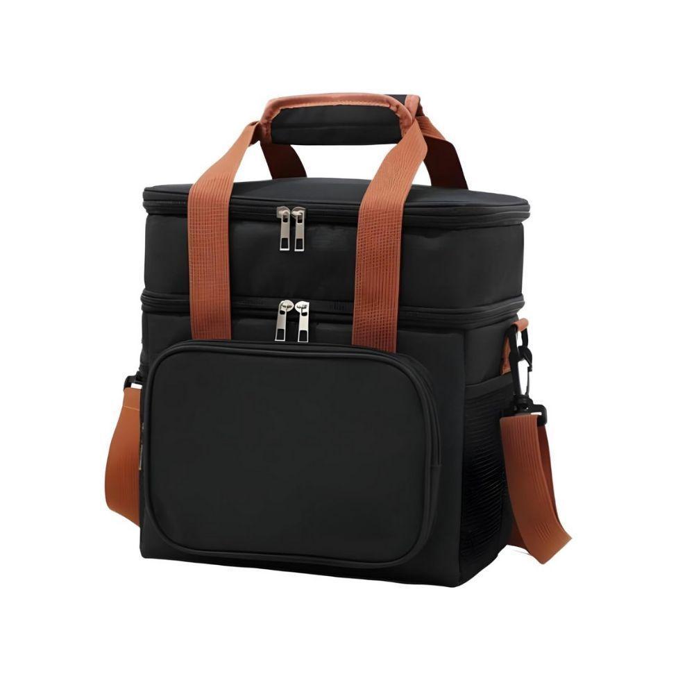 Bolsa Termica Marmita Lancheira Multiuso Alça Trabalho Passeio Academia Dois Compartimentos Preto - 1