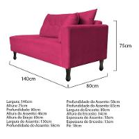 Kit Diva Recamier Azura 140cm Lado Esquerdo E 02 Poltronas Classic Suede - Amarena Móveis Cor Pink - 3