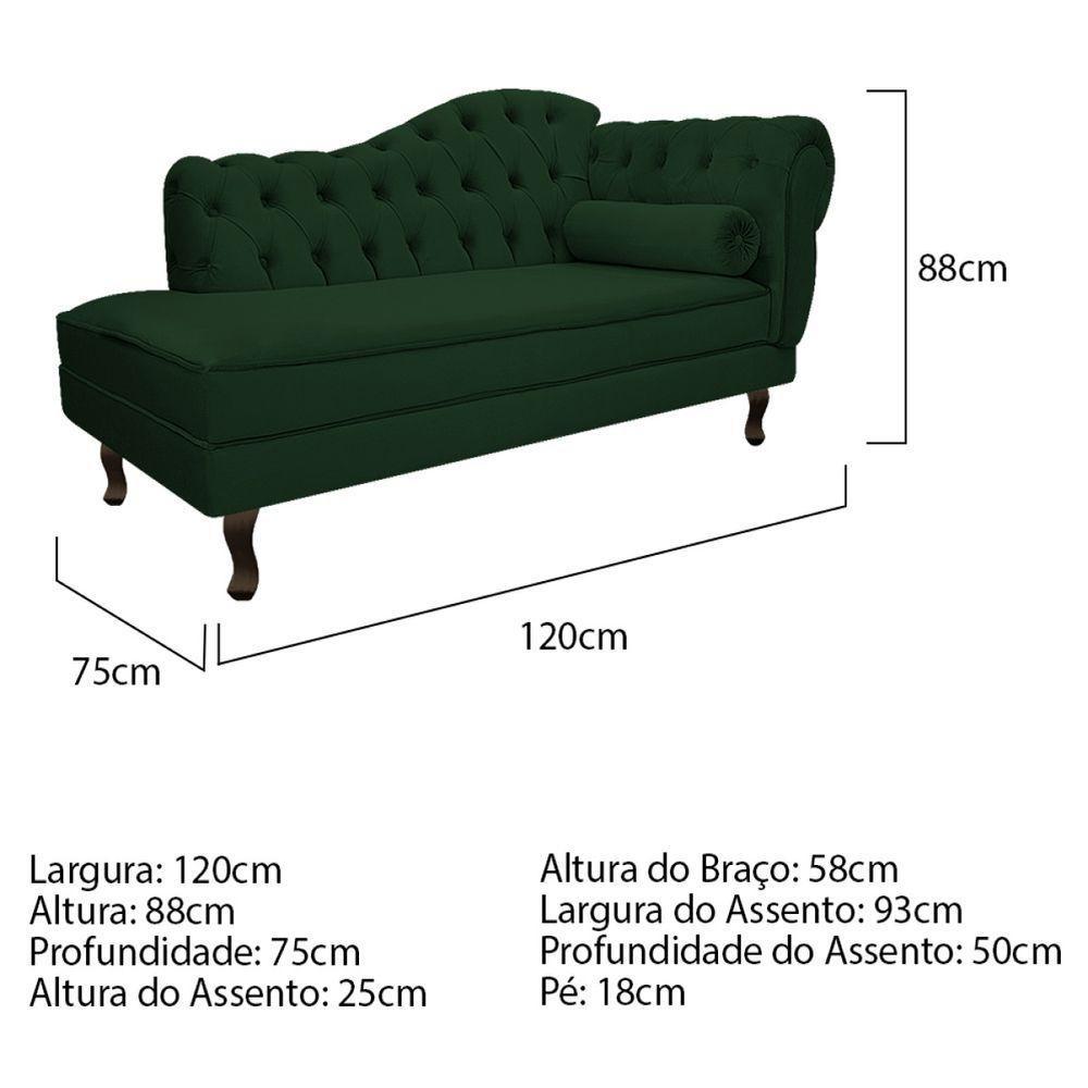 Kit Diva Recamier Diana 120cm Lado Esquerdo E 1 Poltrona Classic Suede - Amarena Móveis Cor Verde - 3