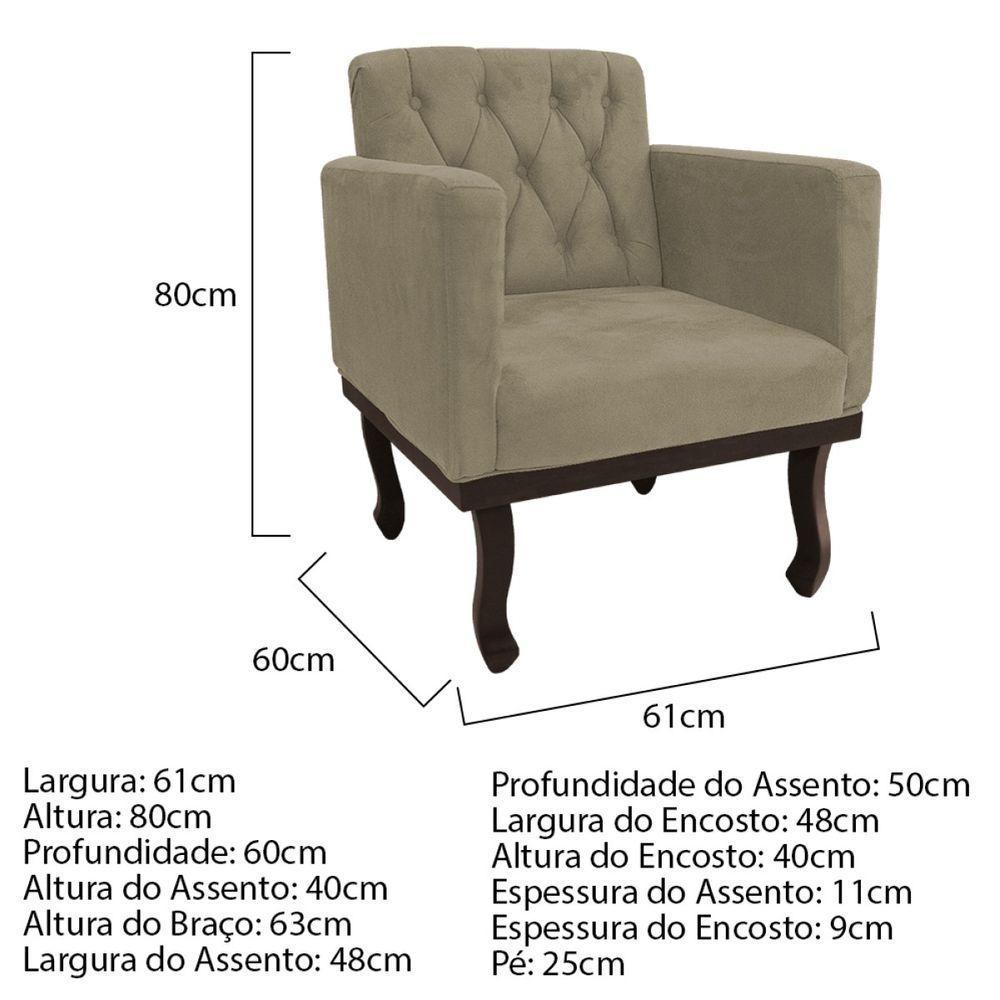Kit Diva Recamier Diana 120cm Lado Esquerdo E 1 Poltrona Classic Suede - Amarena Móveis Cor Cappuccino - 2