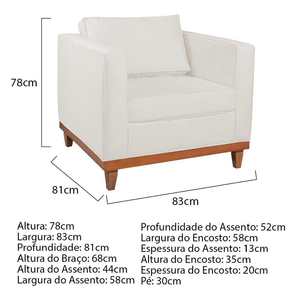 Kit Sofa 3 Lugares E 2 Poltronas Europa 180 Cm Bouclé - Amarena Móveis Cor Cinza - 3