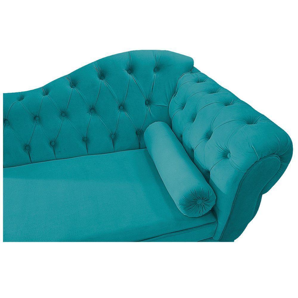 Kit Diva Recamier Diana 120cm Lado Esquerdo E 1 Poltrona Classic Suede - Amarena Móveis Cor Azul Turquesa - 6