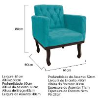 Kit Diva Recamier Diana 120cm Lado Esquerdo E 1 Poltrona Classic Suede - Amarena Móveis Cor Azul Turquesa - 3