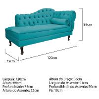 Kit Diva Recamier Diana 120cm Lado Esquerdo E 1 Poltrona Classic Suede - Amarena Móveis Cor Azul Turquesa