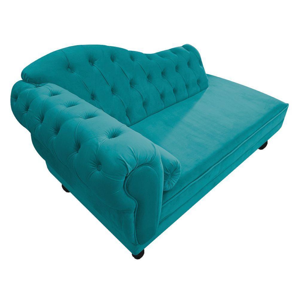 Kit Diva Recamier Diana 120cm Lado Direito E 1 Poltrona Classic Suede - Amarena Móveis Cor Azul Turquesa - 6