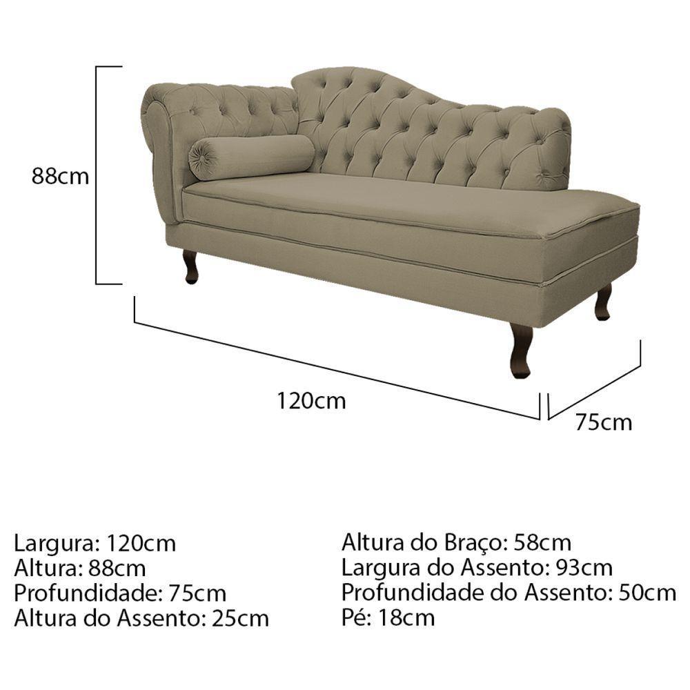 Kit Diva Recamier Diana 120cm Lado Direito E 1 Poltrona Classic Suede - Amarena Móveis Cor Cappuccino - 5