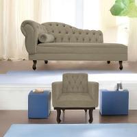 Kit Diva Recamier Diana 120cm Lado Direito E 1 Poltrona Classic Suede - Amarena Móveis Cor Cappuccino - 9