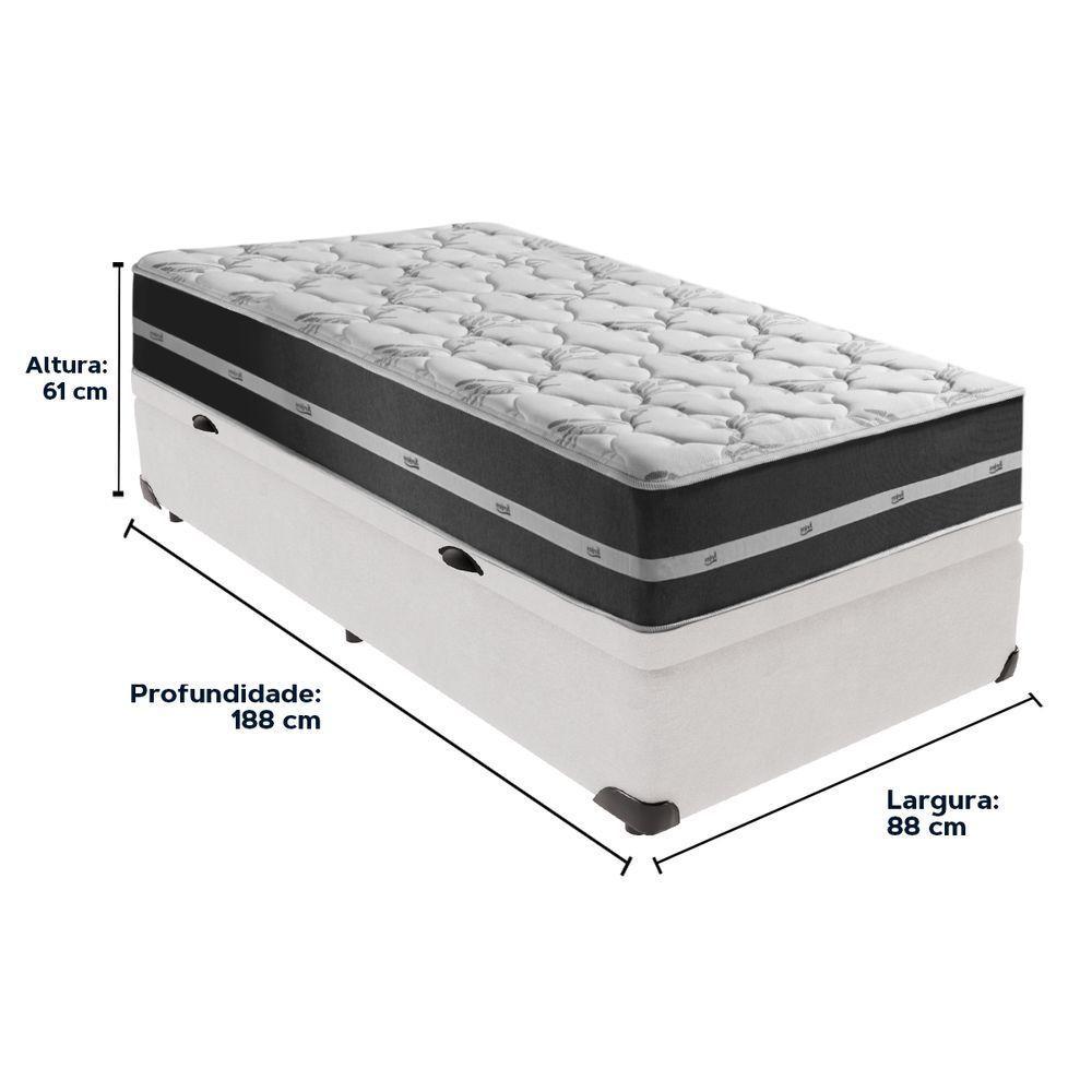 Cama Box Baú Branco E Colchão Classic Preto Molas Ensacadas Solteiro Anjos - 6