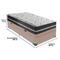 Cama Box Baú Bege E Colchão Classic Preto Molas Ensacadas Solteiro Anjos - 6