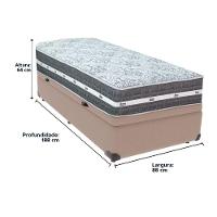 Cama Box Baú Bege E Colchão Black Graphite Molas Ensacadas Solteiro 88x188x27 Anjos - 6