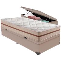 Cama Box Baú Bege E Colchão Classic 22 Cm Molas Ensacadas Solteiro Anjos - 1