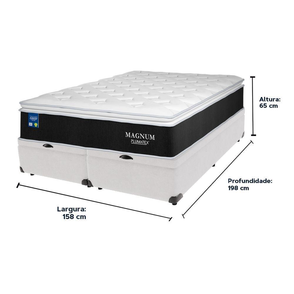 Cama Box Baú Branco E Colchão Magnum Molas Ensacadas Queen Plumatex - 6