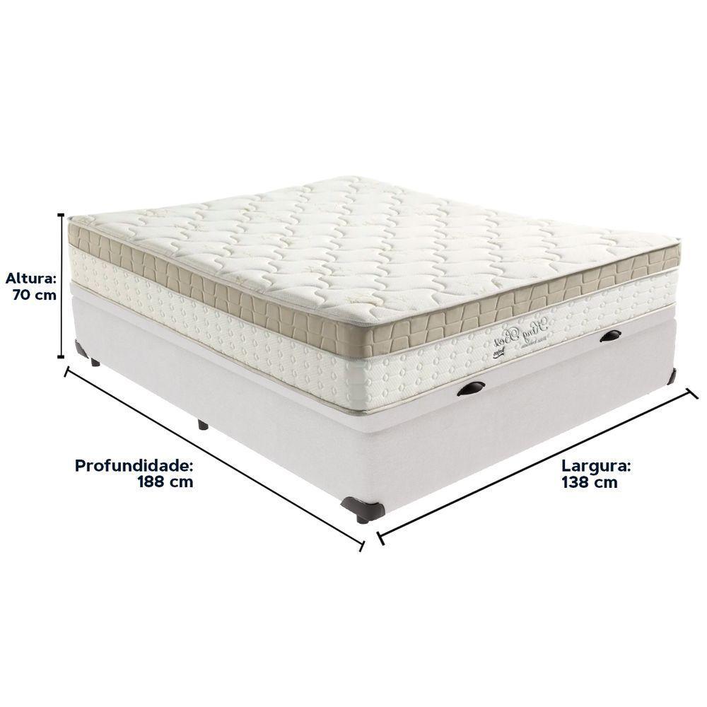 Cama Box Baú Branco E Colchão King Best Molas Ensacadas Casal 138x188x33 Anjos - 6