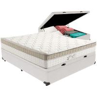 Cama Box Baú Branco E Colchão King Best Molas Ensacadas Casal 138x188x33 Anjos - 1