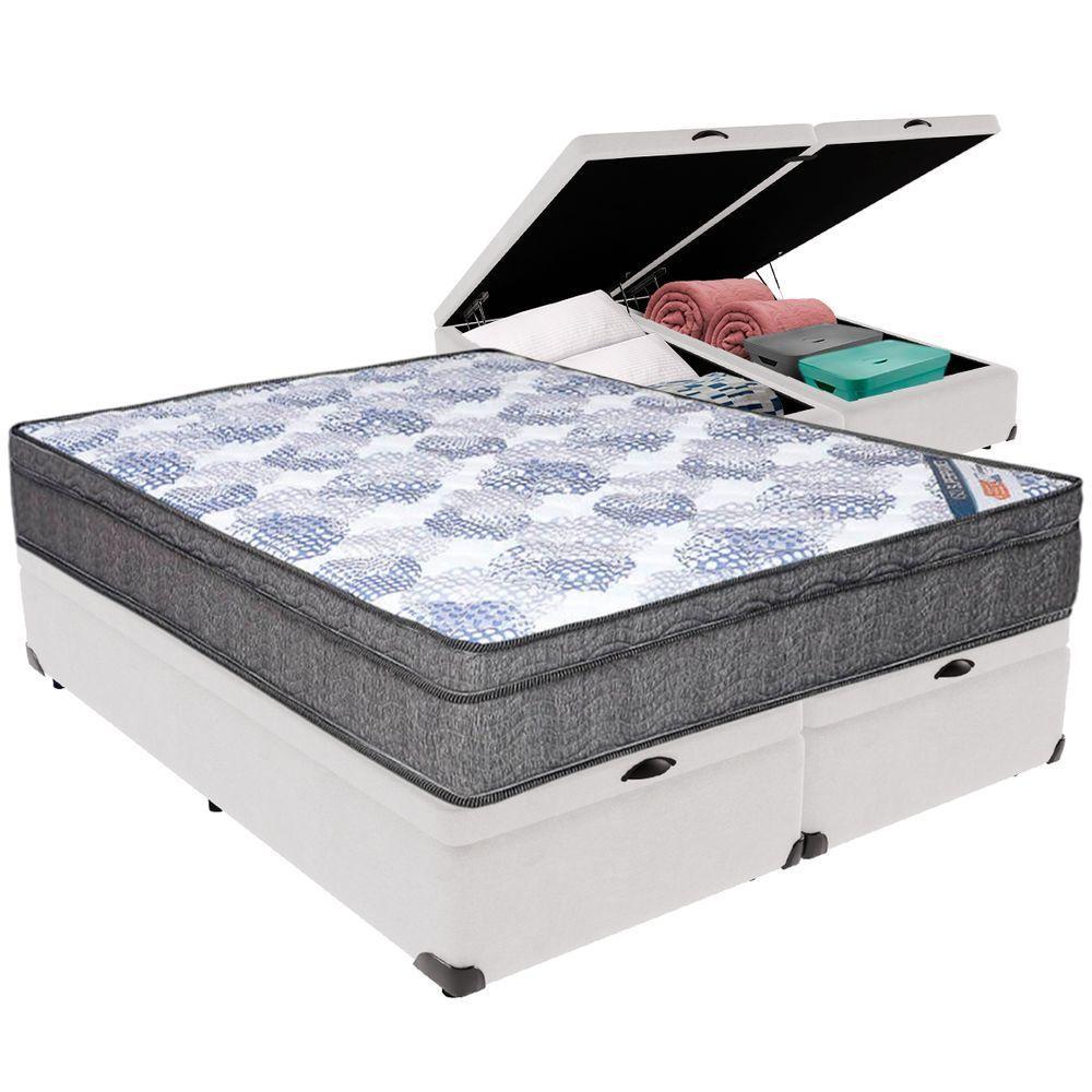 Cama Box Baú Branco E Colchão Iso Superpocket Molas Ensacadas Queen Ortobom - 1