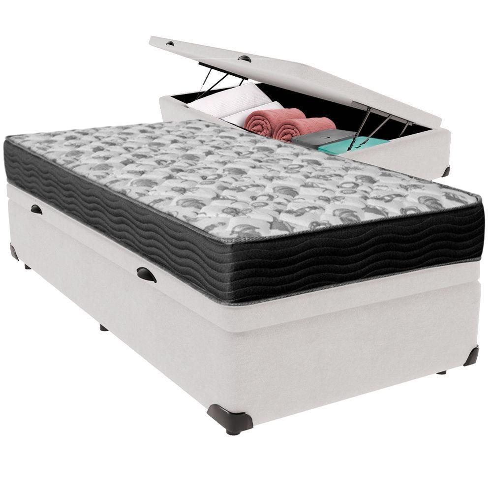 Cama Box Baú Branco E Colchão Iso100 Espuma D33 Solteiro Ortobom - 1