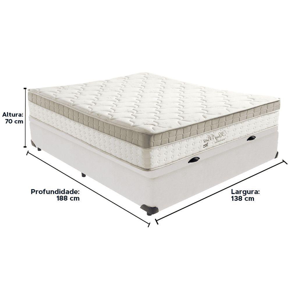 Cama Box Baú Branco E Colchão King Best Bege Molas Ensacadas Casal Anjos - 3
