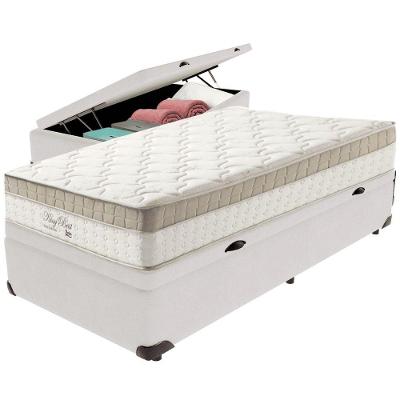 Cama Box Baú Branco E Colchão King Best Molas Ensacadas Solteiro 88x188x33 Anjos