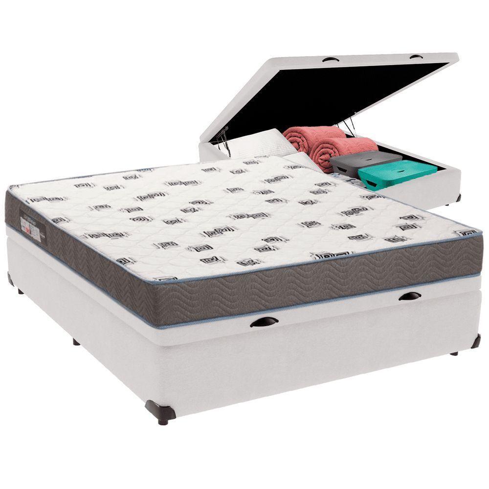 Cama Box Baú Branco E Colchão Light Espuma D33 Casal Ortobom - 1