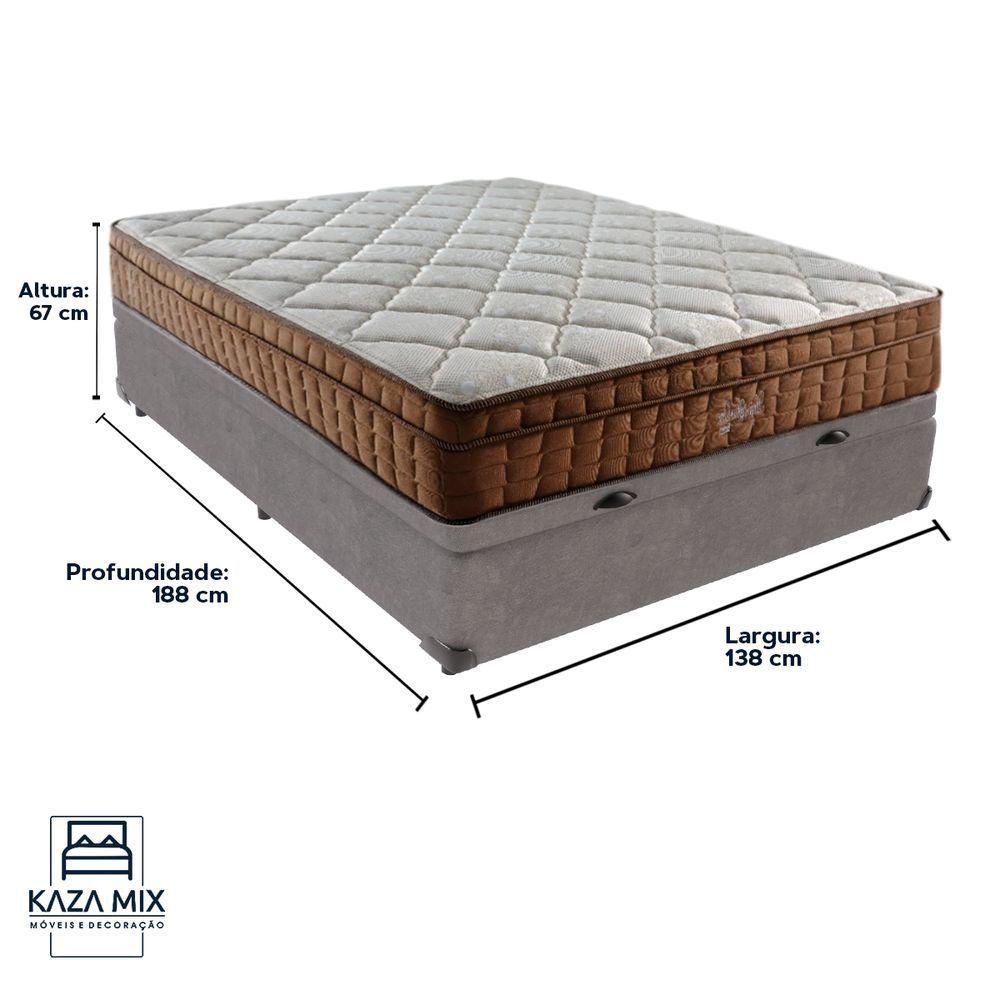 Cama Box Baú Cinza E Colchão Anjos Star Pillow In Molas Ensacadas Casal Anjos - 6